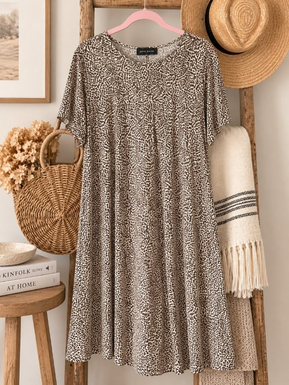 Jenni Kayne Leopard Animal Print Swing Midi Dress XXL